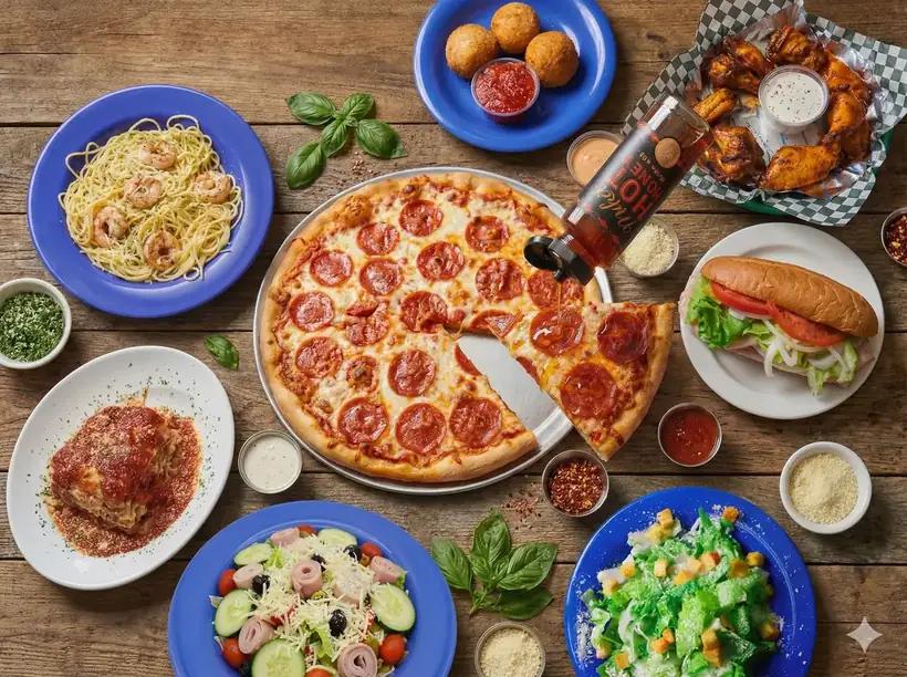 Greek-style pan pizza and Greek dishes from Eleni's Pizza Works in Sarasota