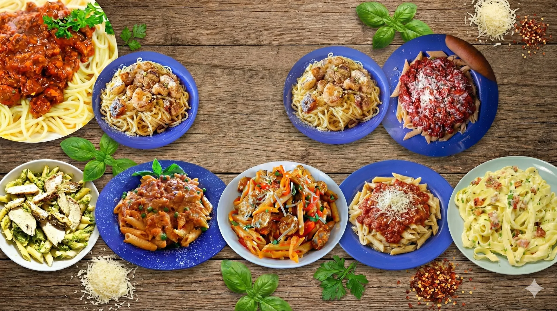 Fresh pasta dishes at Eleni's Pizza Works